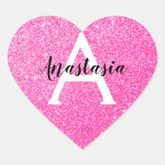 Meisjesachtige Glam Roze Glitters Glans Monogram N Hart Sticker