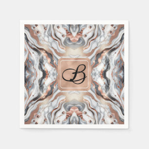 Meisjesachtige Glam Roze Goud Zilver & Witte Marme Servet