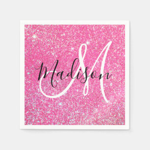 Meisjesachtige glamour roze glitter fonkelende mon servet