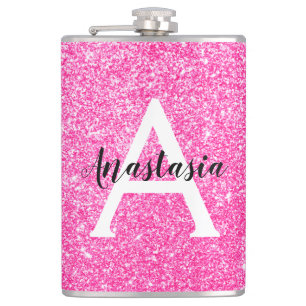 Meisjesachtige glamour roze glitters glitter monog heupfles