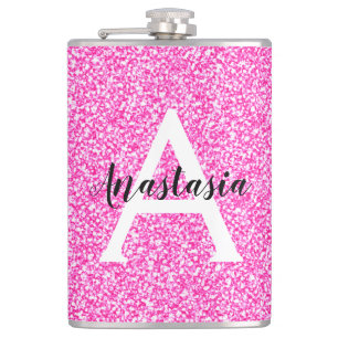 Meisjesachtige glamour roze glittersparels monogra heupfles