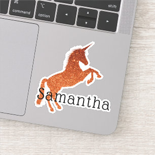 Meisjesachtige Glitter Eenhoorn Naam Sticker