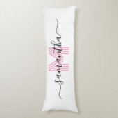 Meisjesachtige handtekening naam licht roze retro lichaamskussen (Voorkant Verticaal)
