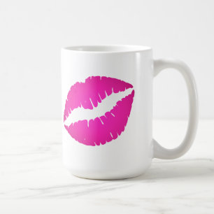 Meisjesachtige Hot Pink Ombre Lippenstift Kusprint Koffiemok