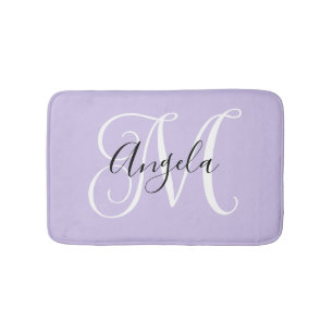 Meisjesachtige kalligrafie monogram licht lavendel badmat