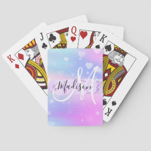 Meisjesachtige Kleurrijke Eenhoorn Regenboog Harte Pokerkaarten