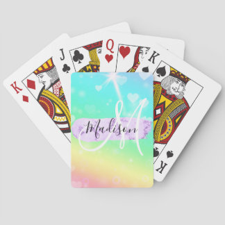 Meisjesachtige Kleurrijke Eenhoorn Regenboog Harte Pokerkaarten