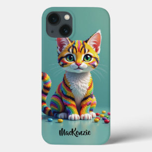 Meisjesachtige Kleurrijke Margay Snoep Kat iPhone 13 Hoesje