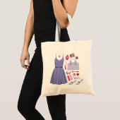 Meisjesachtige lavendel paarse mode set tote bag (Voorkant (product))