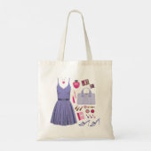 Meisjesachtige lavendel paarse mode set tote bag (Achterkant)