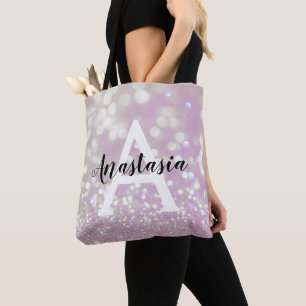 Meisjesachtige lila glans glitter glinstering mono draagtas
