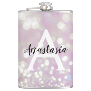 Meisjesachtige lila glans glitter glinstering mono heupfles