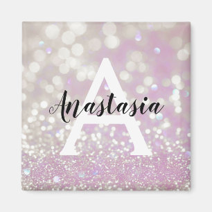 Meisjesachtige lila glans glitter glinstering mono magneet