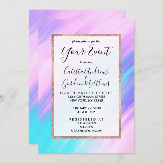 Meisjesachtige moderne roze blauwe paarse verf veg kaart (Voorkant / Achterkant)