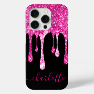 Meisjesachtige Naam Glinsterend Lichtroze Glitter iPhone 15 Pro Case