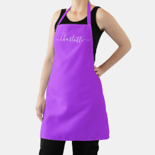 Meisjesachtige orchidee paarse aangepaste script n schort