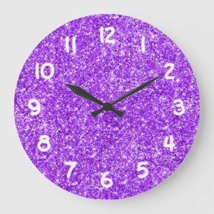 Meisjesachtige Paarse Nep Glitter Foto Grote Klok