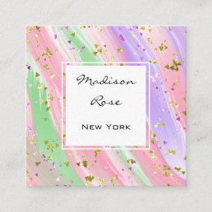 Meisjesachtige Pastel Regenboog Eenhoorn Candy Roz Vierkante Visitekaartje