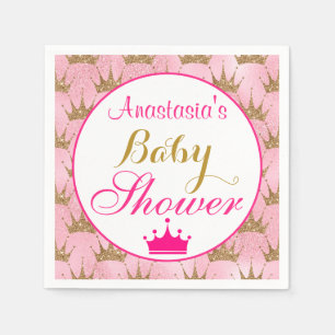 Meisjesachtige Prinses Heet Roze & Gouden Glitter Servet