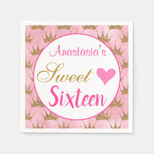 Meisjesachtige Prinses Roze Goud Glitters Zestien Servet