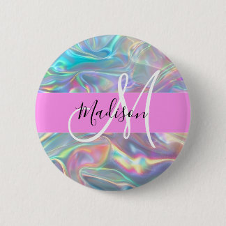 Meisjesachtige Regenboog Holografisch Iriserend Mo Ronde Button 5,7 Cm