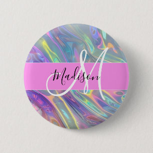 Meisjesachtige Regenboog Holografisch Iriserend Mo Ronde Button 5,7 Cm