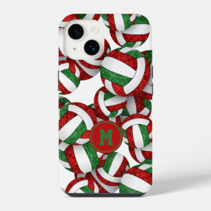Meisjesachtige rode groene teamkleuren volleybals  iPhone 14 hoesje
