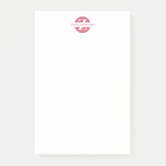 Meisjesachtige Roze Cirkel Naam Minimaal Bedrijfs Post-it® Notes (Voorkant)