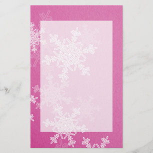 Meisjesachtige roze en witte kerstkrullen briefpapier