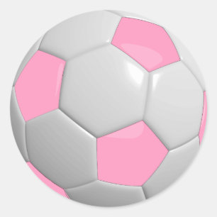 Meisjesachtige Roze en Witte Voetbal Ronde Sticker