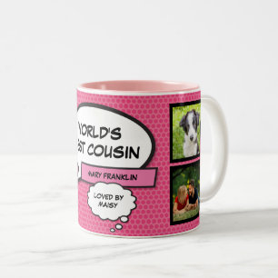 Meisjesachtige Roze Fun Koele Neef Foto Collage St Tweekleurige Koffiemok