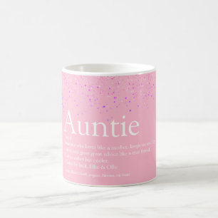 Meisjesachtige Roze Glitter Plezier Beste Tante Ta Koffiemok
