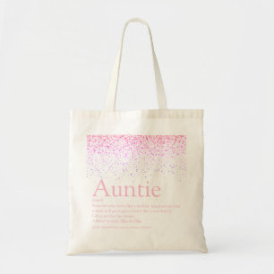 Meisjesachtige Roze Glitter Pret Cool Tante Tante Tote Bag