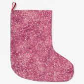 Meisjesachtige Roze Glitter Schitter Glans     Grote Kerstsok (Voorkant)