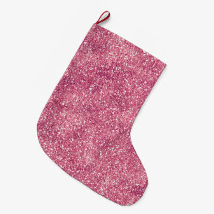 Meisjesachtige Roze Glitter Schitter Glans     Grote Kerstsok