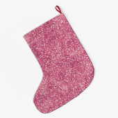 Meisjesachtige Roze Glitter Schitter Glans     Grote Kerstsok (Achterkant (Hangend))
