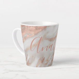 Meisjesachtige roze gouden glinsterende marmeren n latte mok