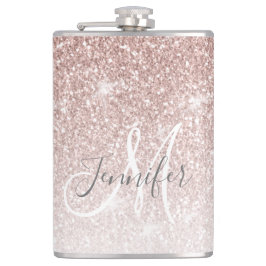 Meisjesachtige Roze Gouden Glitter Monogrammme Bac Heupfles