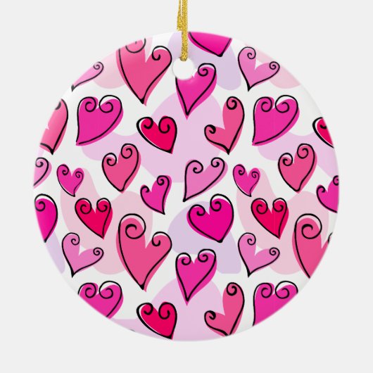 Meisjesachtige Roze Harten Cute Romantische Valent Keramisch Ornament (Achterkant)