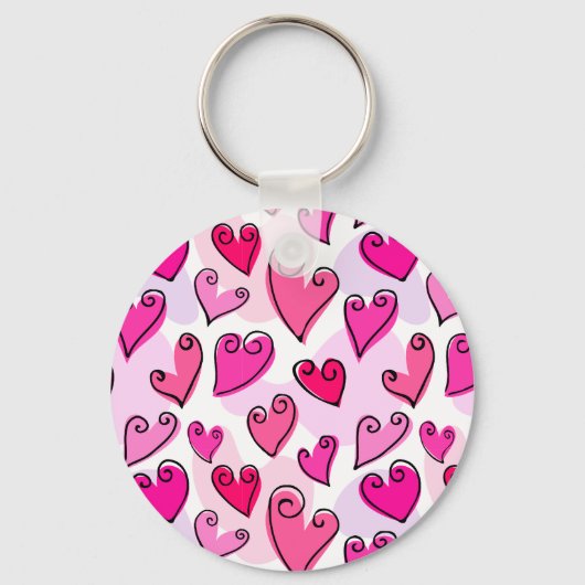 Meisjesachtige Roze Harten Cute Romantische Valent Sleutelhanger (Voorkant)
