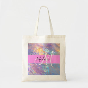 Meisjesachtige Roze Holografische Iriserende Monog Tote Bag