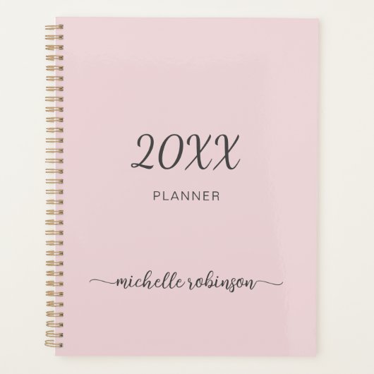 Meisjesachtige Roze Monogram Naam Script 2023 Plan Planner (Voorkant)