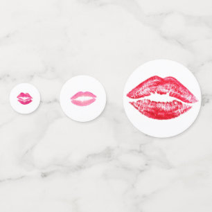 Meisjesachtige Roze Rode Kus Lippenstift Afscheid  Confetti