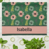 Meisjesachtige Roze Witte Bloemen Botanisch Patroo Theedoek (Gevouwen)