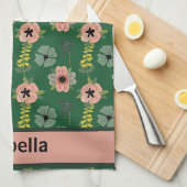 Meisjesachtige Roze Witte Bloemen Botanisch Patroo Theedoek (Quarter Fold)