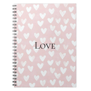 Meisjesachtige Roze Witte Harten Notitieboek
