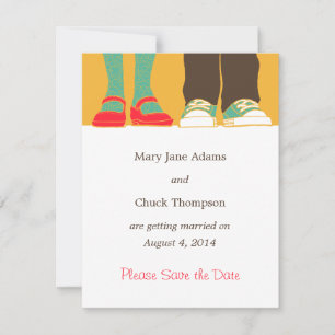 Meisjesachtige schoenen en sneakers geïllustreerde save the date