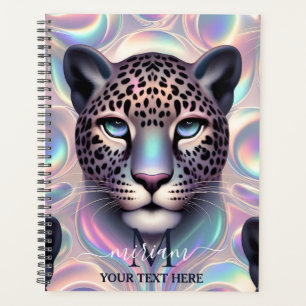 Meisjesachtige trendy opaal luipaardprint monogram planner