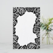 Meisjesachtige vintage zwarte rozen briefpapier (Staand voorkant)