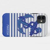 Meisjesanker Nautical Sailing Boat Ombre Stripes Case-Mate iPhone Case (Achterkant (horizontaal))
